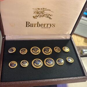 Burberry Navy and Gold Button Set — Women Accessories